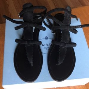 Prada Calzature Donna Camoscio Nero Sandals